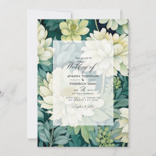 OffWhite och Hunter Grönt Blommigt Fall Wedding Inbjudningar