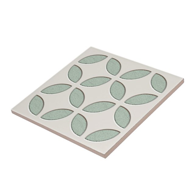 OffWhite Pastel Mint Grönt Ethnic Mosaic Art Kakelplatta (Sidan)