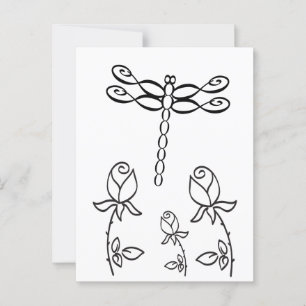 Ofinity Dragonfly med Ro Black and White Vykort