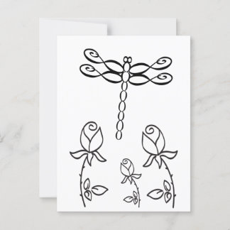 Ofinity Dragonfly med Ro Black and White Vykort