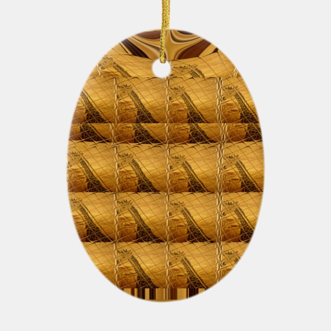 Ofinity Golden Giraffe Animal Motif Art Print Julgransprydnad Keramik (Framsidan)