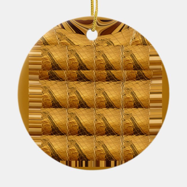 Ofinity Golden Giraffe Animal Motif Art Print Julgransprydnad Keramik (Framsidan)