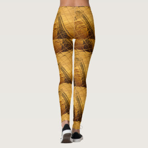 Ofinity Golden Giraffe Animal Motif Art Print Leggings