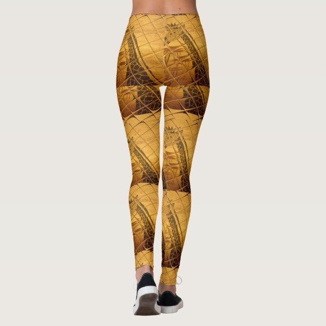 Ofinity Golden Giraffe Animal Motif Art Print Leggings (Baksida)