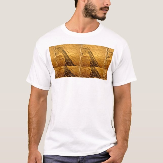 Ofinity Golden Giraffe Animal Motif Art Print Tee Shirt (Framsida)