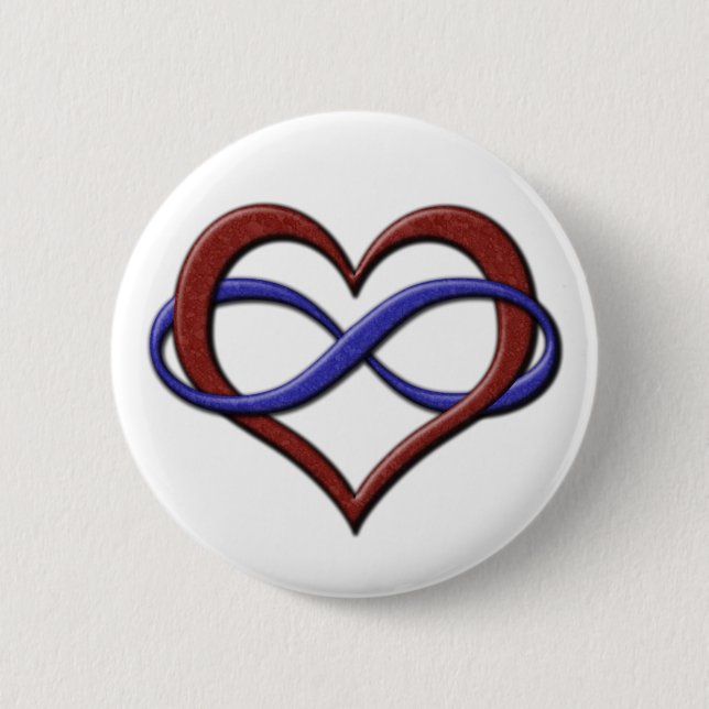 Ofinity Heart Symbol Polyamory Pride Flagga Färg Knapp (Framsida)