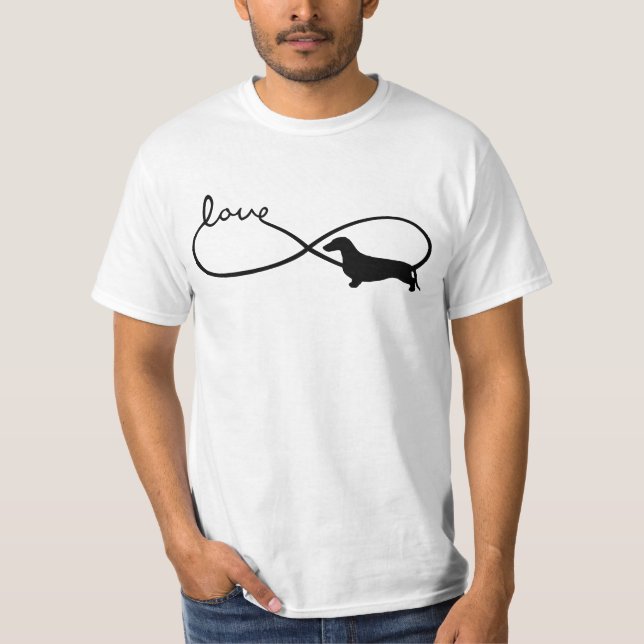 Ofinity Kärlek Lemniscate Kort-Hair Dachshund 1 T Shirt (Framsida)