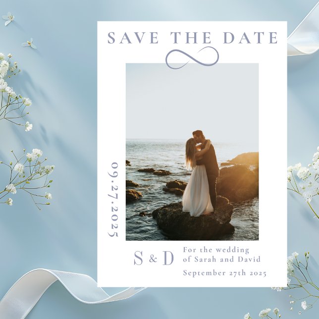 Ofinity Minimalist Powder Blue Spara datumet (Infinity Minimalist Powder Blue Save the Date
)