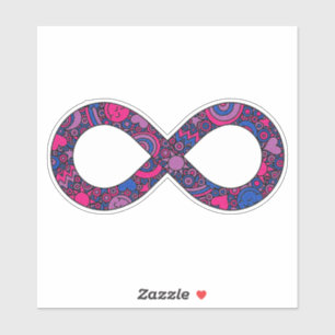 Ofinity Neurodiversity Doodle Bisexual Pride Flagg Klistermärken