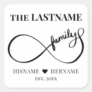 Ofinity Personlig Family Namn och Est. Datum Fyrkantigt Klistermärke