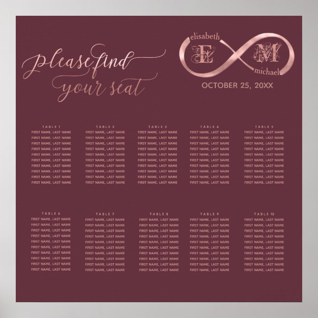 Ofinity ro guld romantic monogram calligraphy poster (Framsidan)