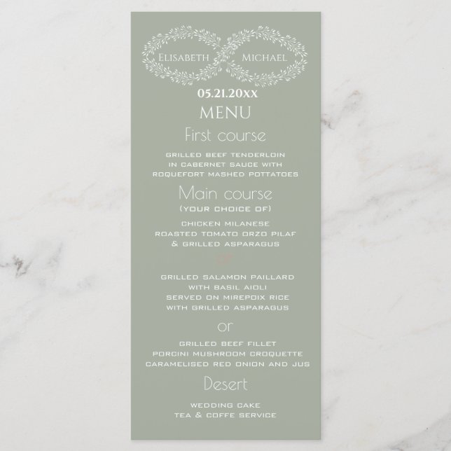 Ofinity sage botanical simple romantic elegant meny (Framsida)