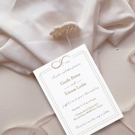 Ofinity Sign Monogram Guld White Grått Bröllop Inbjudningar