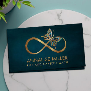 Ofinity Symbol Butterfly Guld och Abalone Snäcka Visitkort