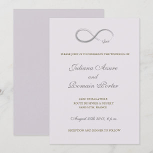 Ofinity Symbol Lilac Lavender Minimalist Bröllop Inbjudningar
