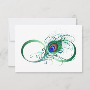 Ofinity Symbol med Peacock Feather Inbjudningar