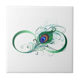 Ofinity Symbol med Peacock Feather Kakelplatta