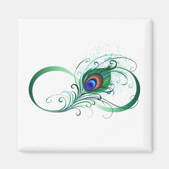 Ofinity Symbol med Peacock Feather Magnet (Framsidan)