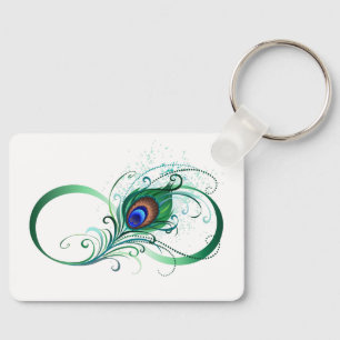 Ofinity Symbol med Peacock Feather Nyckelring