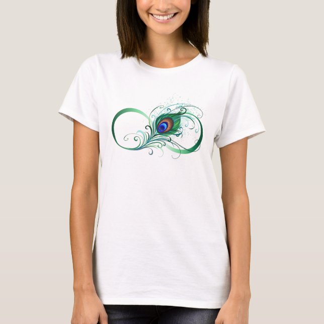 Ofinity Symbol med Peacock Feather T Shirt (Framsida)