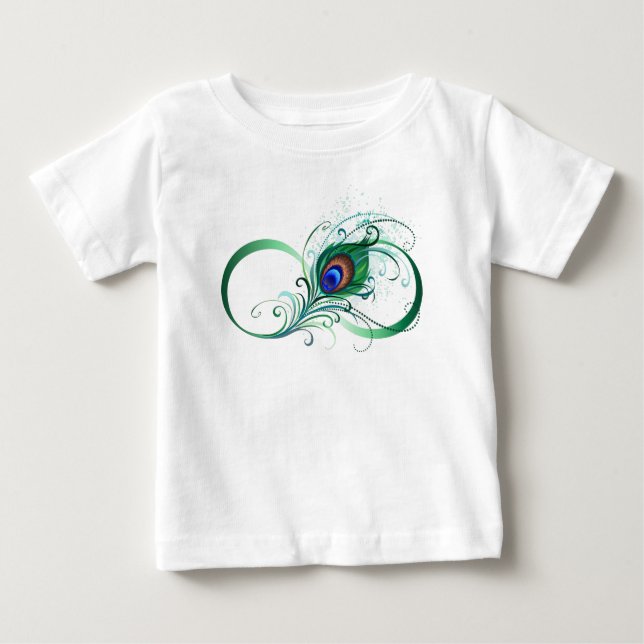 Ofinity Symbol med Peacock Feather T Shirt (Framsida)