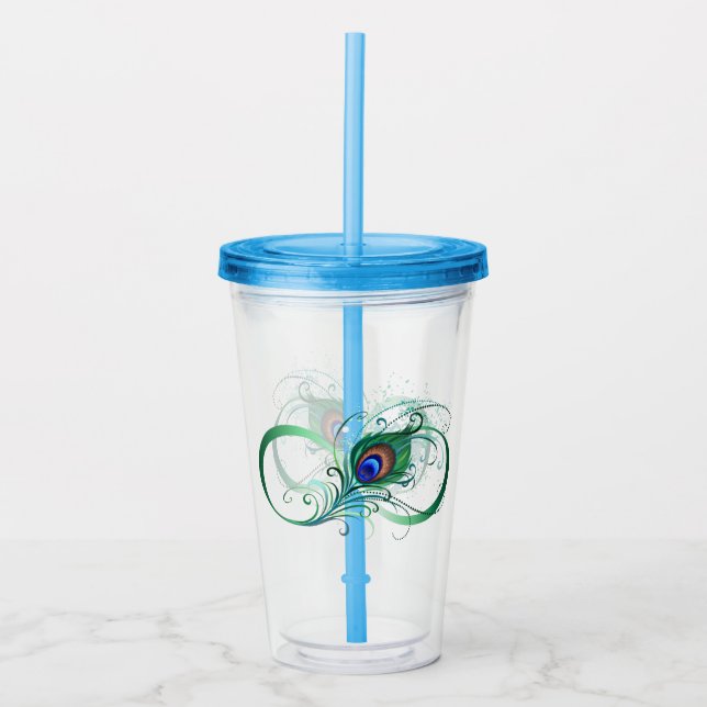 Ofinity Symbol med Peacock Feather Take Away Mugg (Framsida)