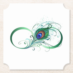 Ofinity Symbol med Peacock Feather Underlägg Papper