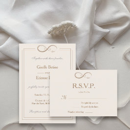 Ofinity Symbol Monogram Champagne Bröllop OSA Inbjudningar
