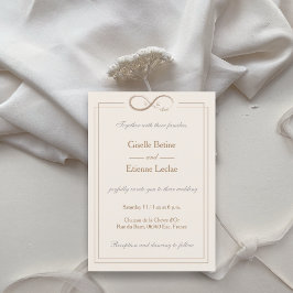 Ofinity Symbol Monogram Champagne White Bröllop Inbjudningar