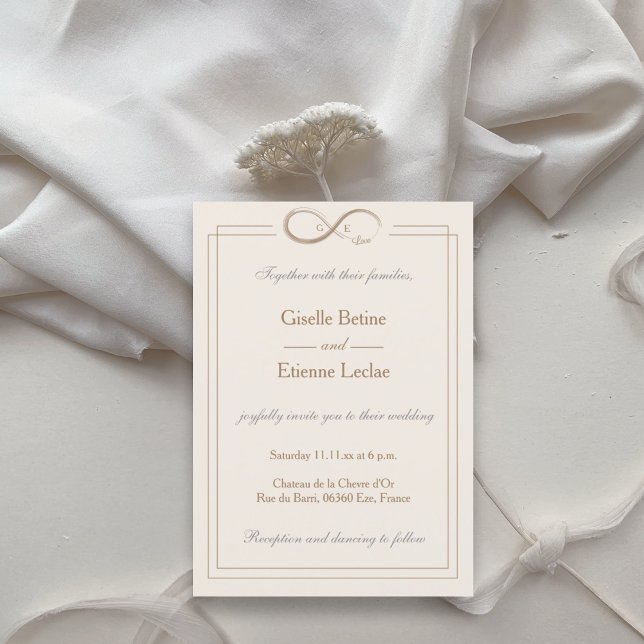 Ofinity Symbol Monogram Champagne White Bröllop Inbjudningar (Skapare uppladdad)