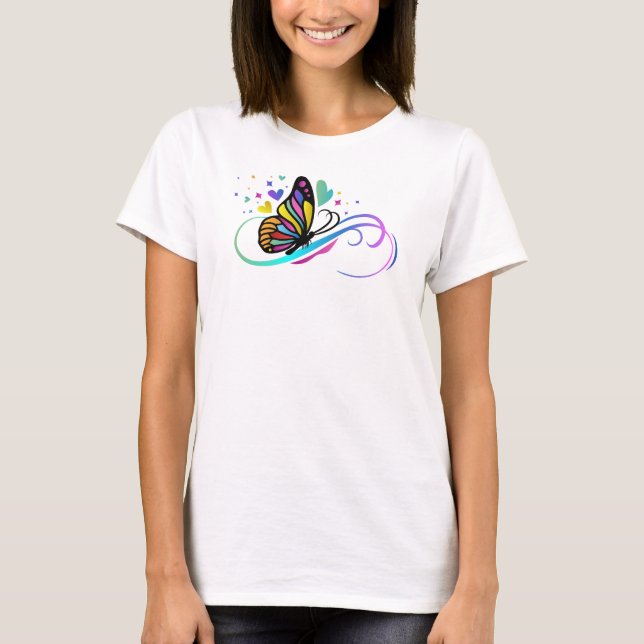 Ofinity Symbol och Monarch Butterflies for Autism T Shirt (Framsida)