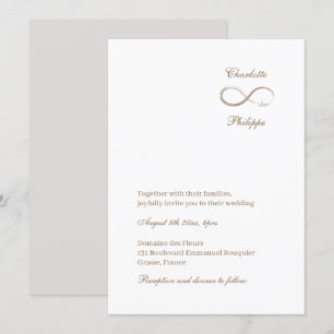Ofinity Symbol White Grått Guld Elegant bröllop Inbjudningar