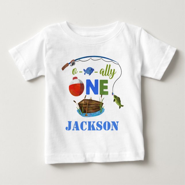 Ofish-ONE baby t-shirt O-fish-ally Big ONE-pojke (Framsida)