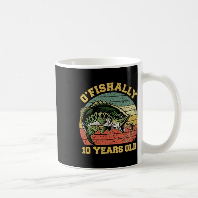 O'fishally 10 år gammal fisketema födelsedagstema  kaffemugg (Höger)