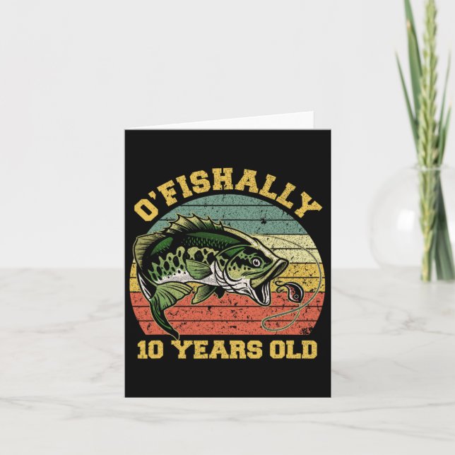 O'Fishally 10 Years Old Fishing Birthday Theme Par Kort (Framsida)