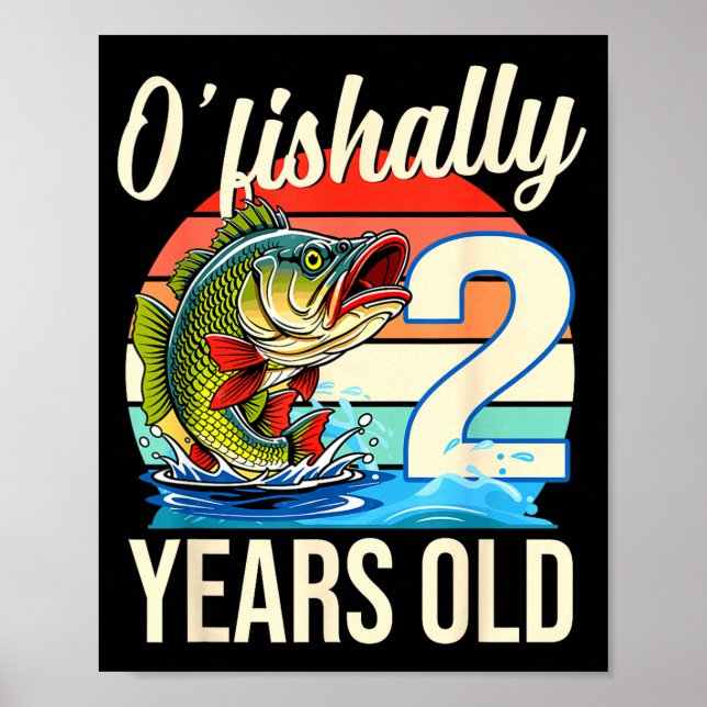 O'fishally 2 år fiske födelsedagstema poster (Framsidan)