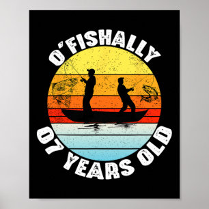 O'fishally 7 år gammal fisketema födelsedagstema d poster