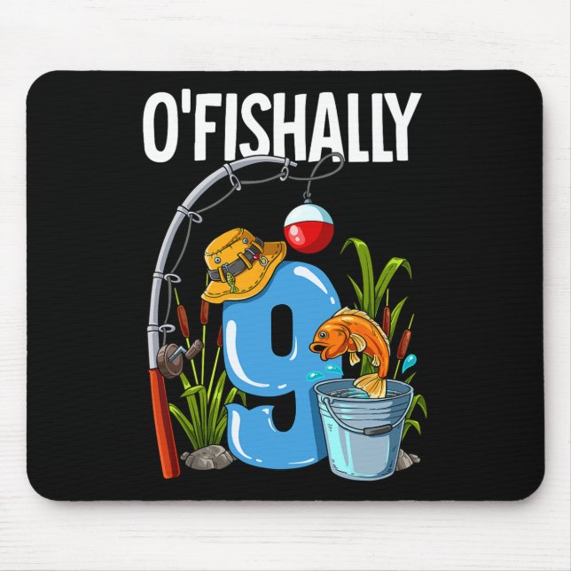O'fishally 9 år gammal 9-års födelsedagsfiske  musmatta (Framsidan)