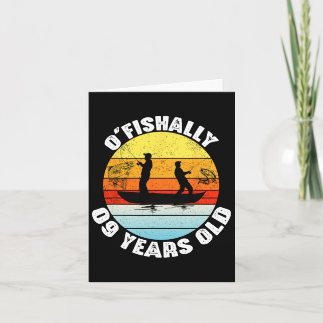 O'Fishally 9 Years Old Fishing Birthday Theme Part Kort (Framsida)
