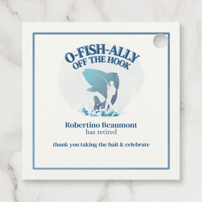 Ofishally Off The Hook Men's Retirement Party Gåvor Etiketter (Baksida)