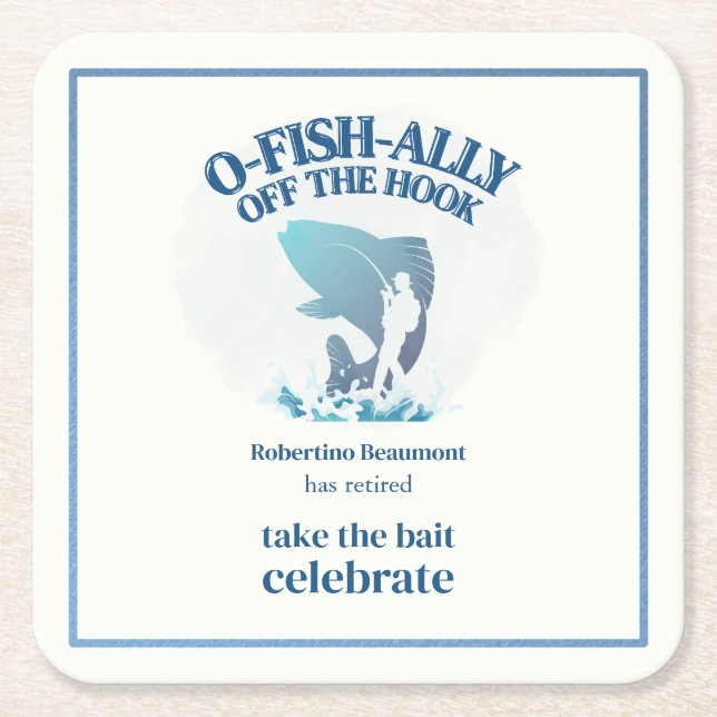 Ofishally Off The Hook Men's Retirement Party Underlägg Papper Kvadrat (Framsidan)