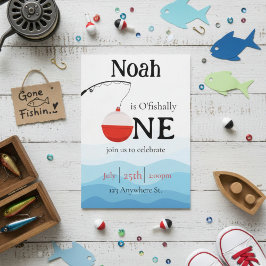 o'fishally one first birthday invitation inbjudningar