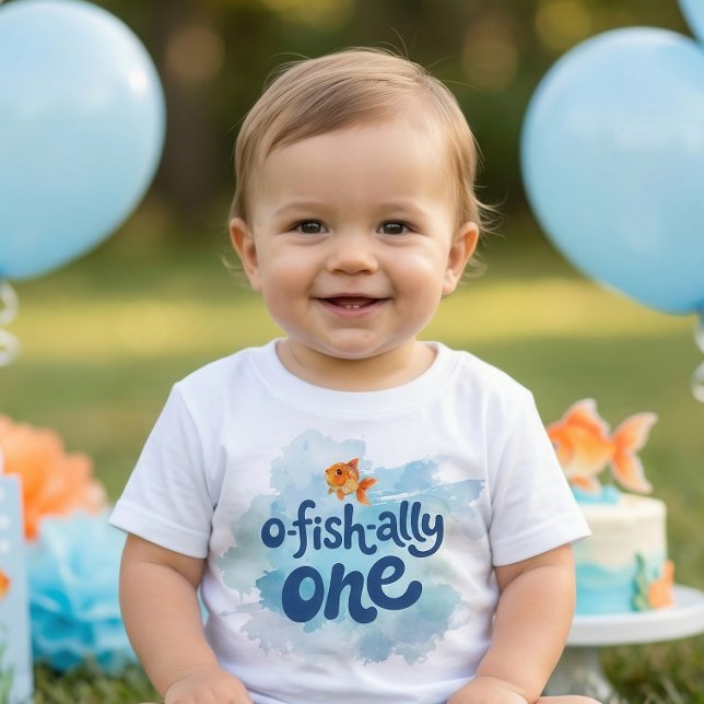 Ofishally One Fishing Boy 1st Birthday T Shirt (Skapare uppladdad)