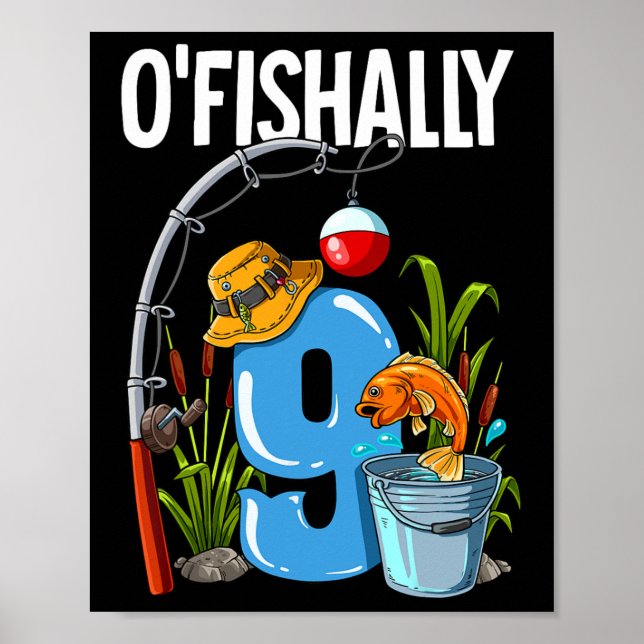 O'fiskaligt 9 år gammal 9-års födelsedagsfiske  poster (Framsidan)