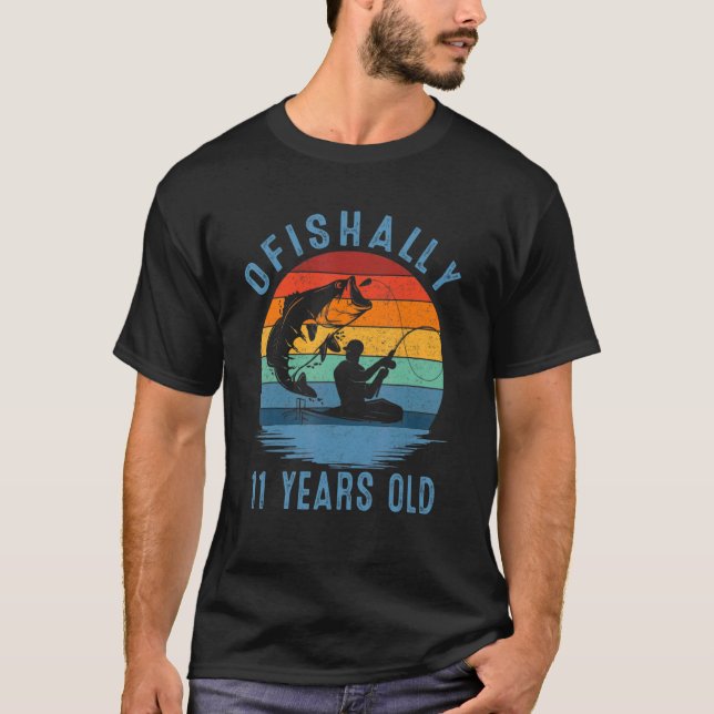 Ofiskalt 11 år gammal fiskare 11:e födelsedag Fis T Shirt (Framsida)