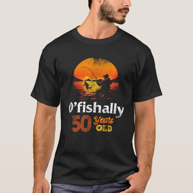 Ofiskalt 50 år gammalt fiske 50 Födelsedagsfester T Shirt (Framsida)