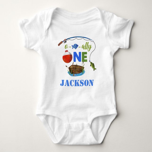 Ofiskalt ONE baby bodysuite O-fish-ally Big ONE T Shirt (Framsida)