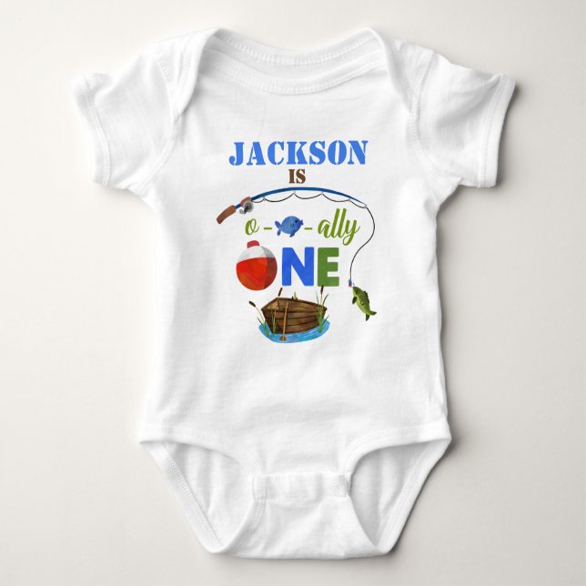 Ofiskalt ONE baby bodysuite O-fish-ally Big ONE T Shirt (Framsida)