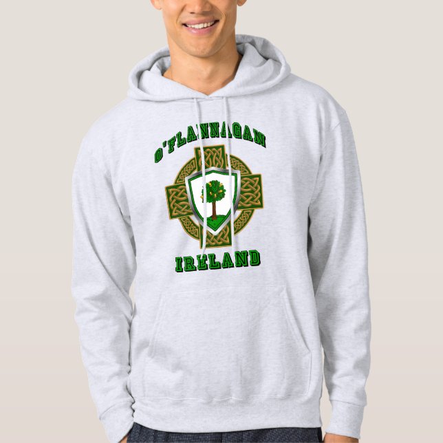 O'Flannagan/Flannagan Irish Shield w/Celtic Kor Hoodie (Framsida)