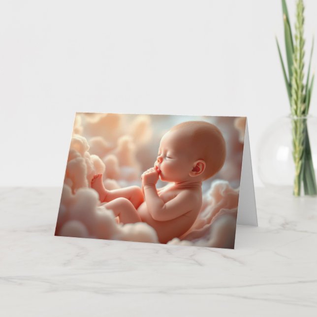 Ofödd Baby i Rosa moln Kort (Framsida)